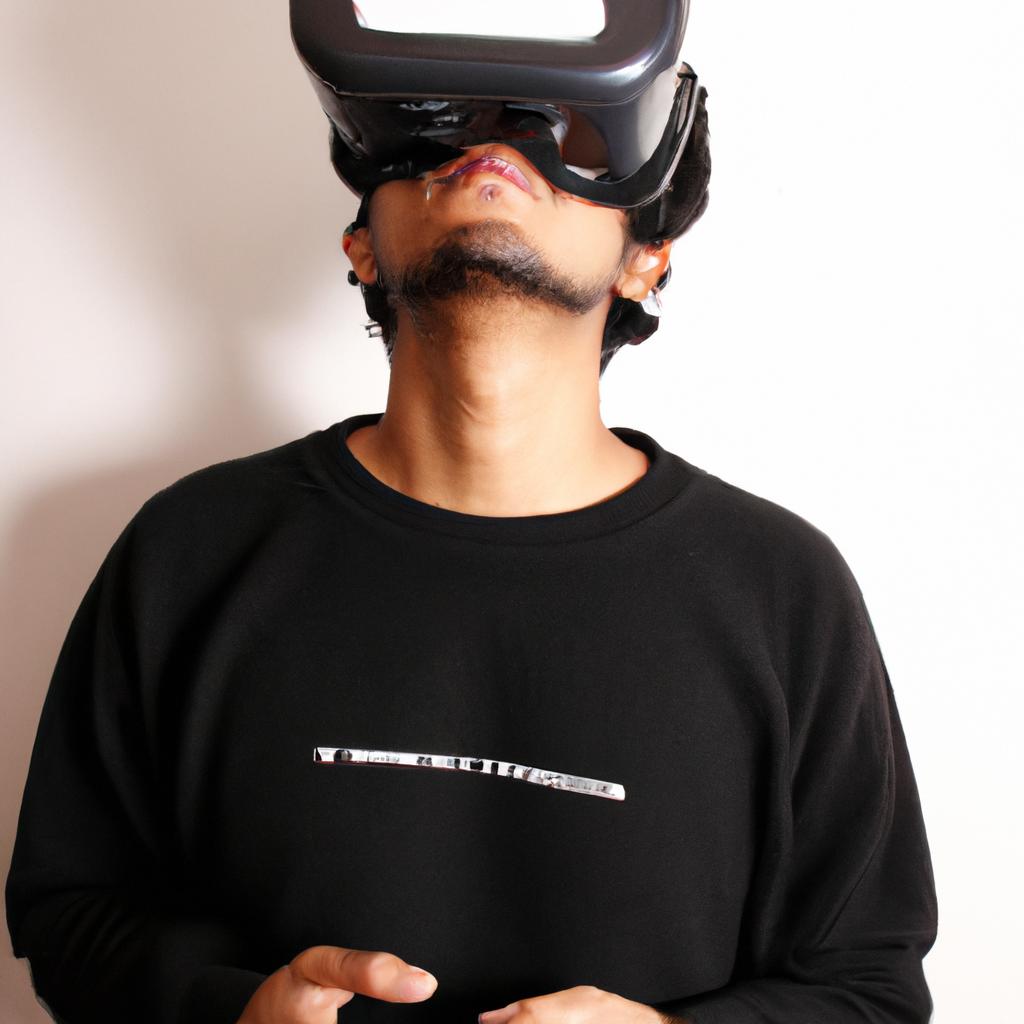 Person using virtual reality headset